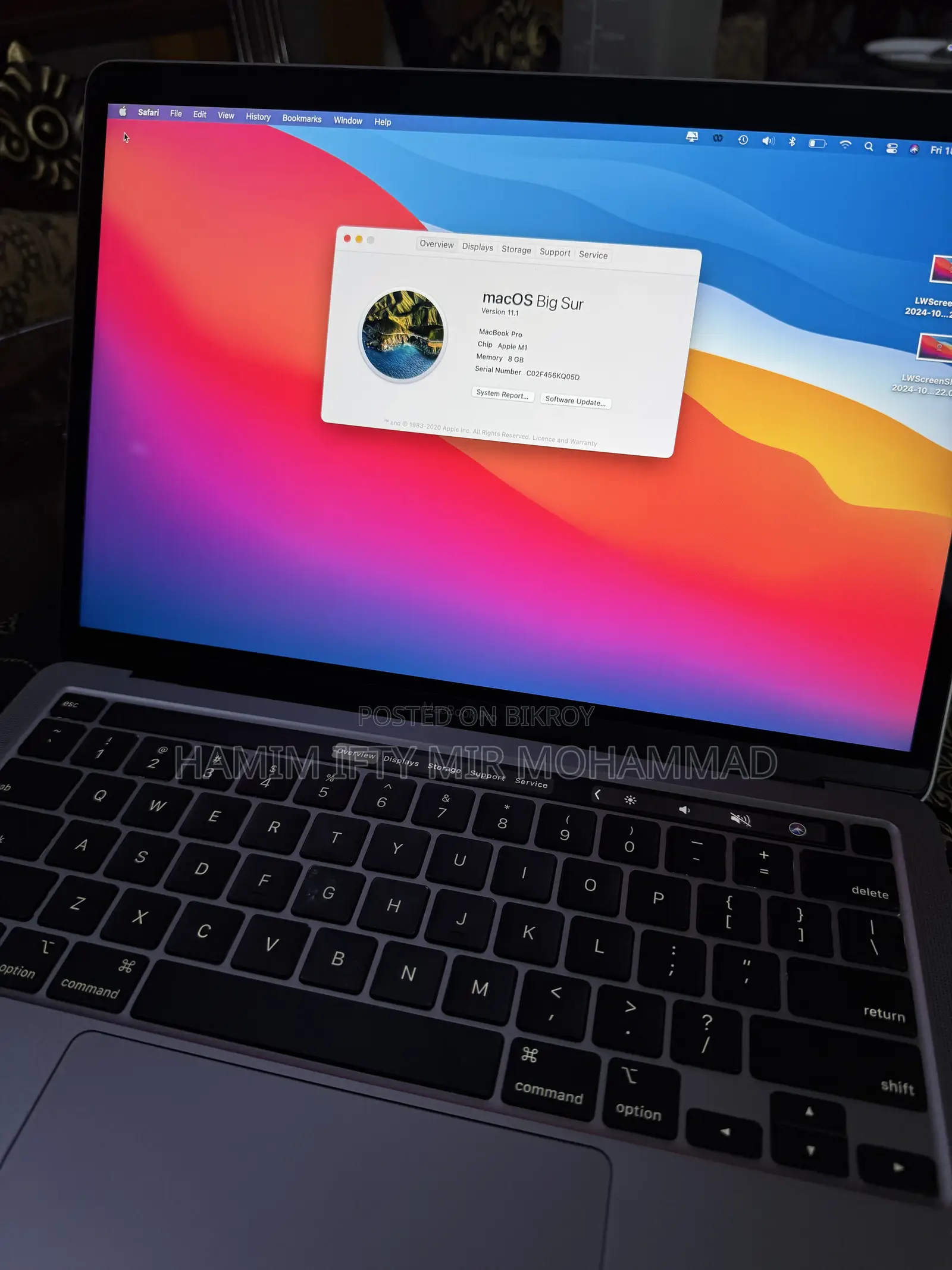 Laptop Apple MacBook Pro 2020 M1 8GB Apple M1 SSD 256GB