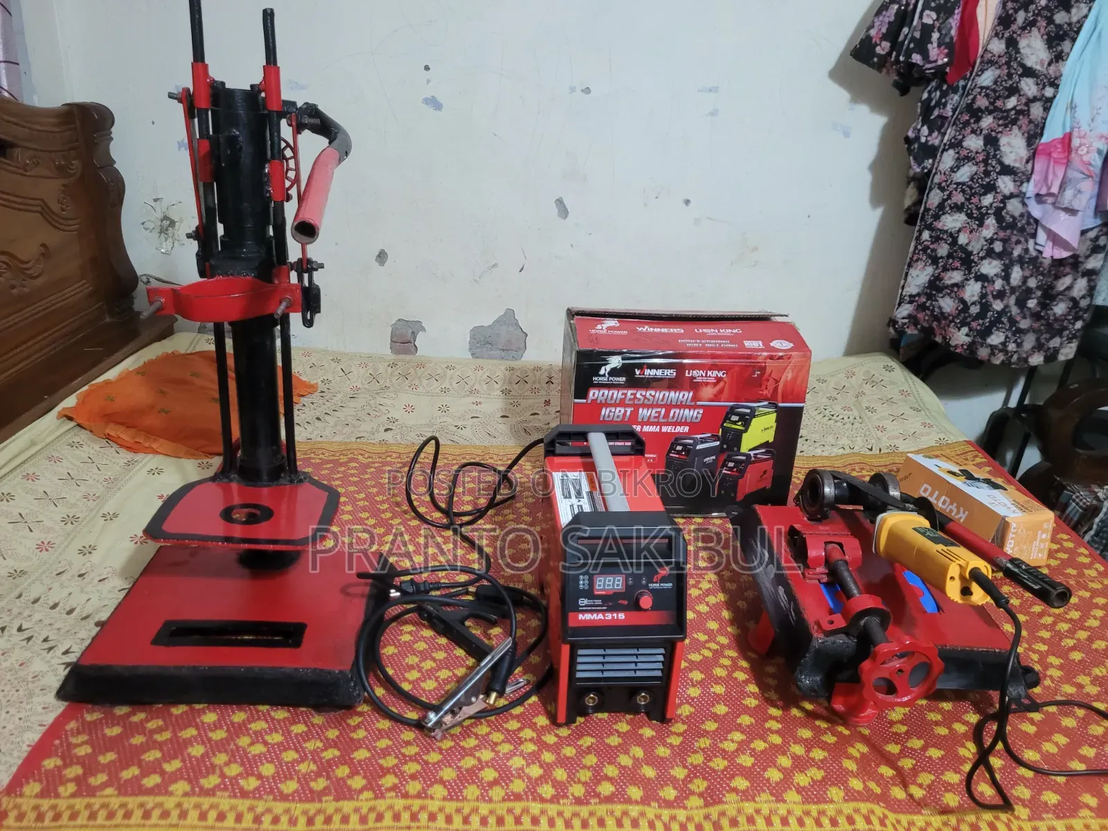 Cutting machine and drill machine with frame, welding machine also available