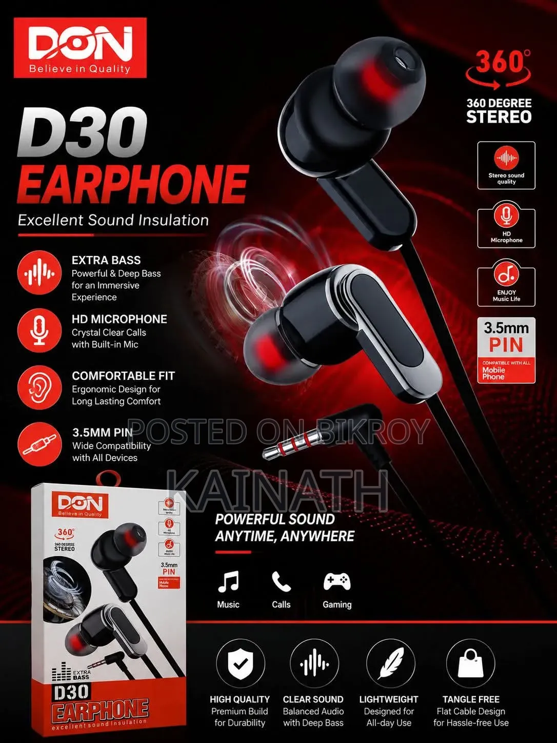 Don D30 Wired Earphone