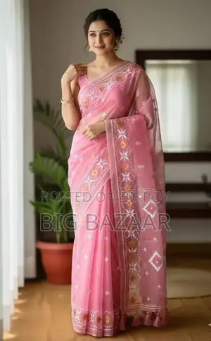 হাফ সিল্ক জামদানি প্রিন্ট শাড়ি