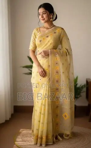 হাফ সিল্ক জামদানি প্রিন্ট শাড়ি