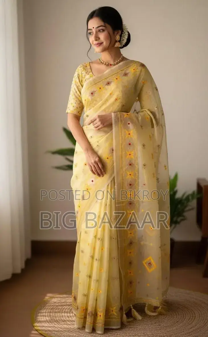 হাফ সিল্ক জামদানি প্রিন্ট শাড়ি