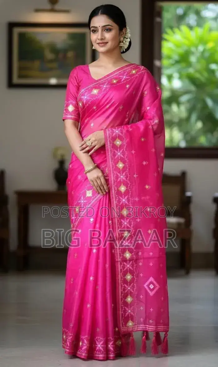 হাফ সিল্ক জামদানি প্রিন্ট শাড়ি