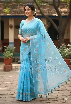 হাফ সিল্ক জামদানি প্রিন্ট শাড়ি