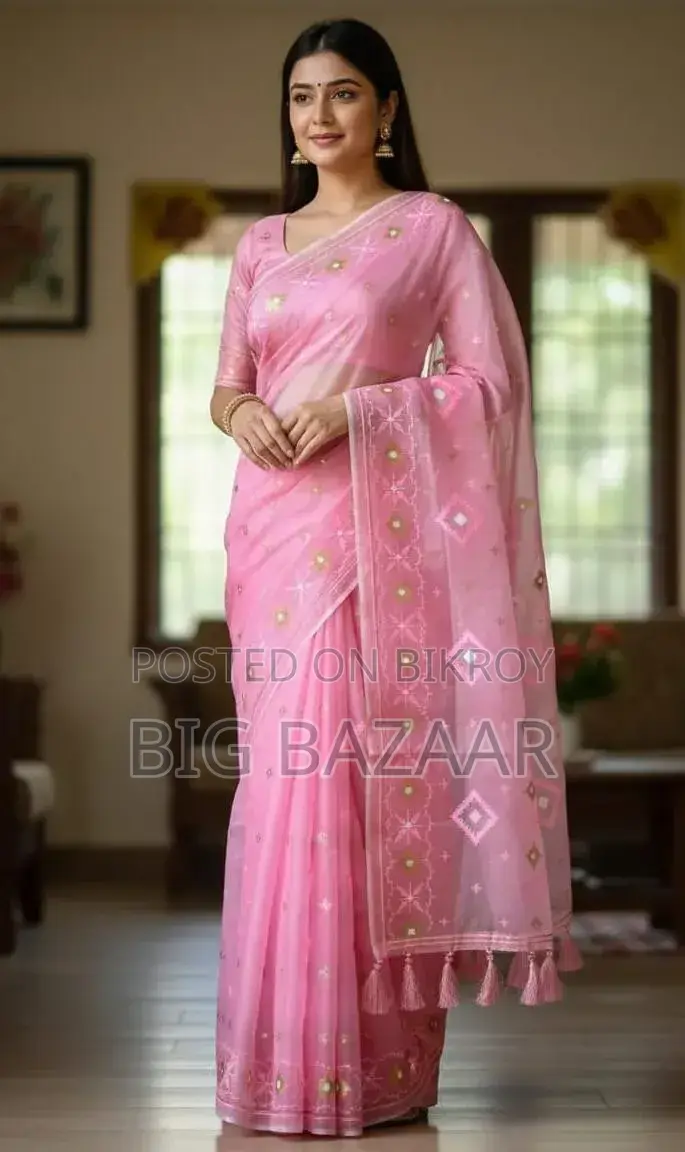 হাফ সিল্ক জামদানি প্রিন্ট শাড়ি