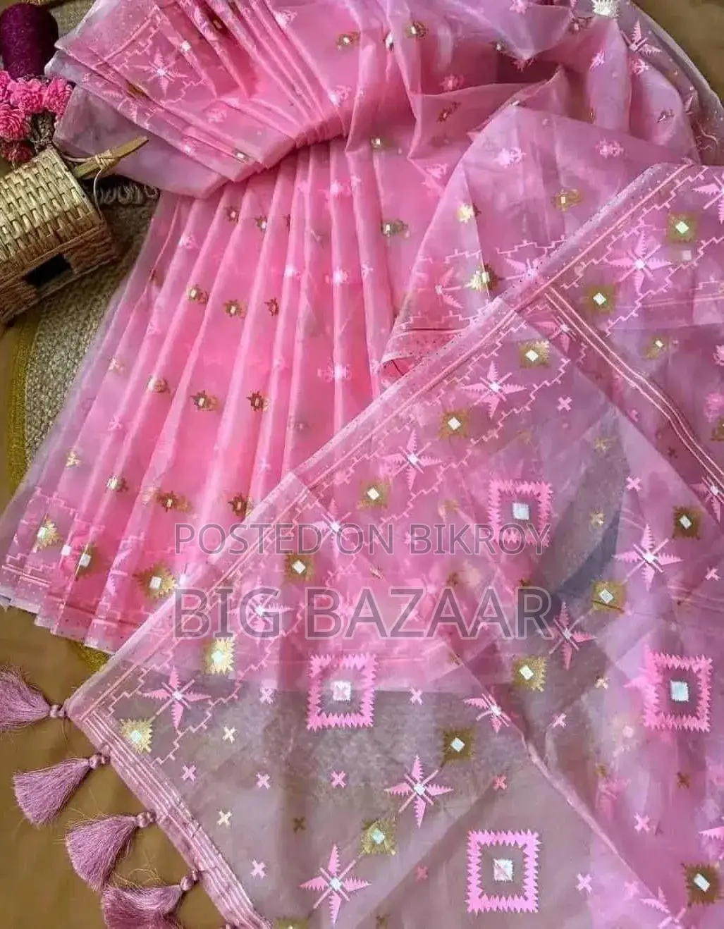 হাফ সিল্ক জামদানি প্রিন্ট শাড়ি