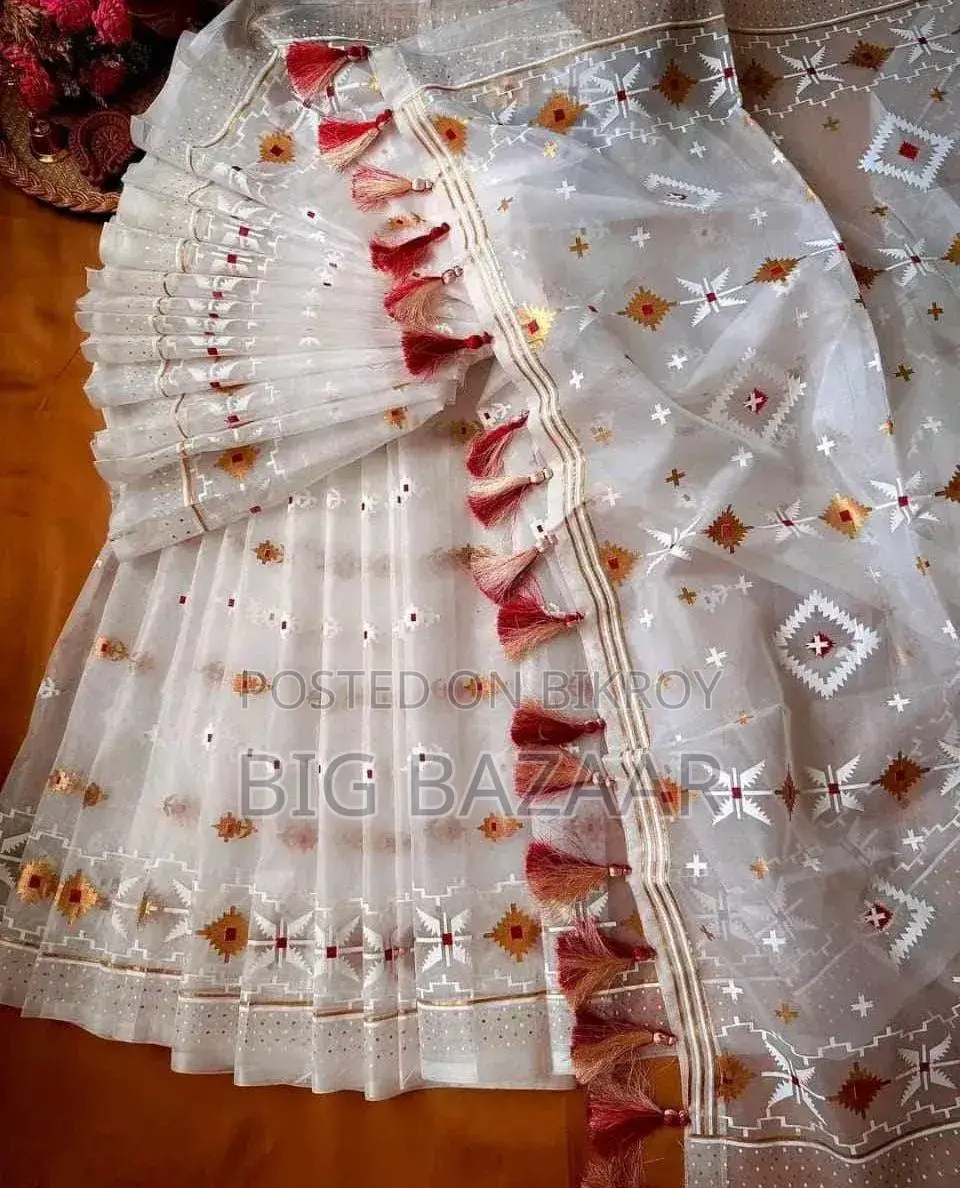হাফ সিল্ক জামদানি প্রিন্ট শাড়ি