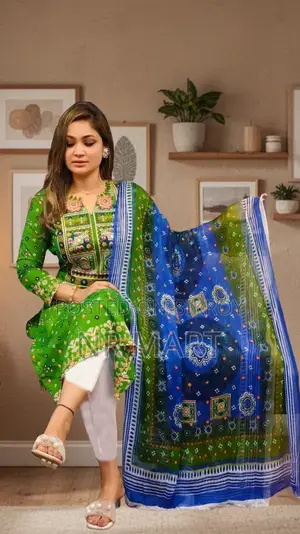 Premium Print Stone Work Three Piece