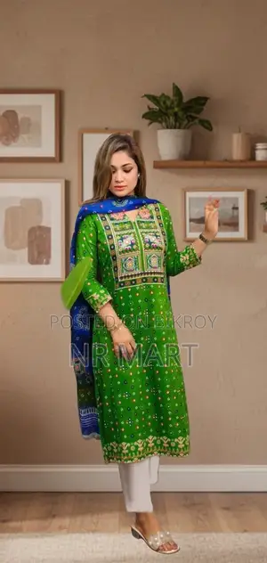 Premium Print Stone Work Three Piece
