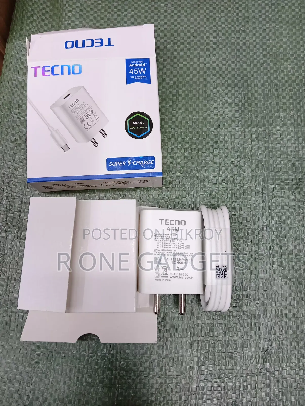 Tecno 45 Watt Original Charger