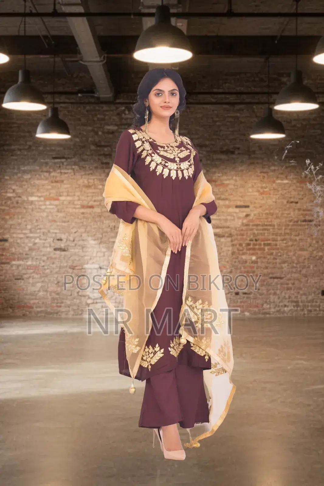 Premium Dollar and Embroidery Work Three Piece