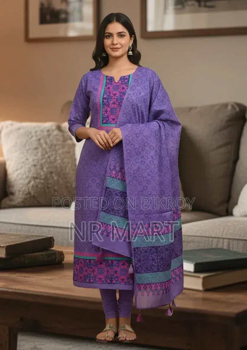 Elegant Block Print Three-Piece