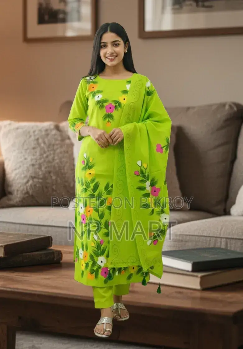 Elegant Block Print Three-Piece