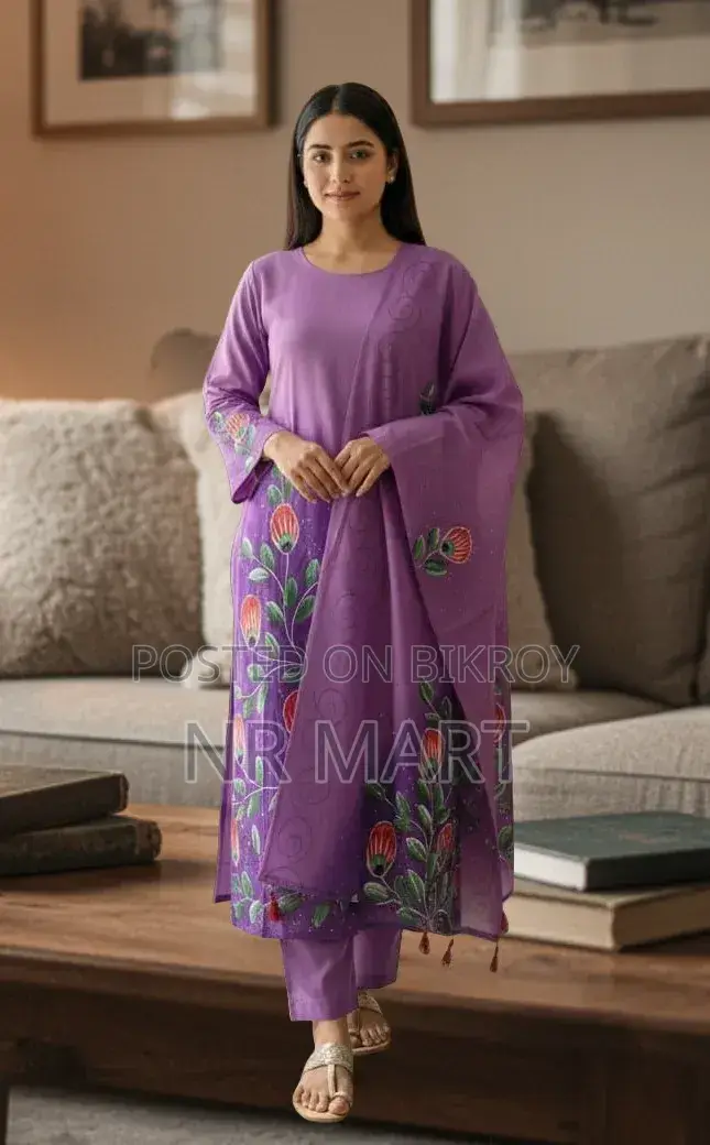 Elegant Block Print Three-Piece