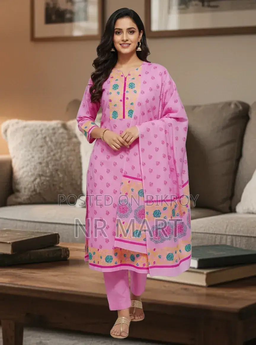 Elegant Block Print Three-Piece
