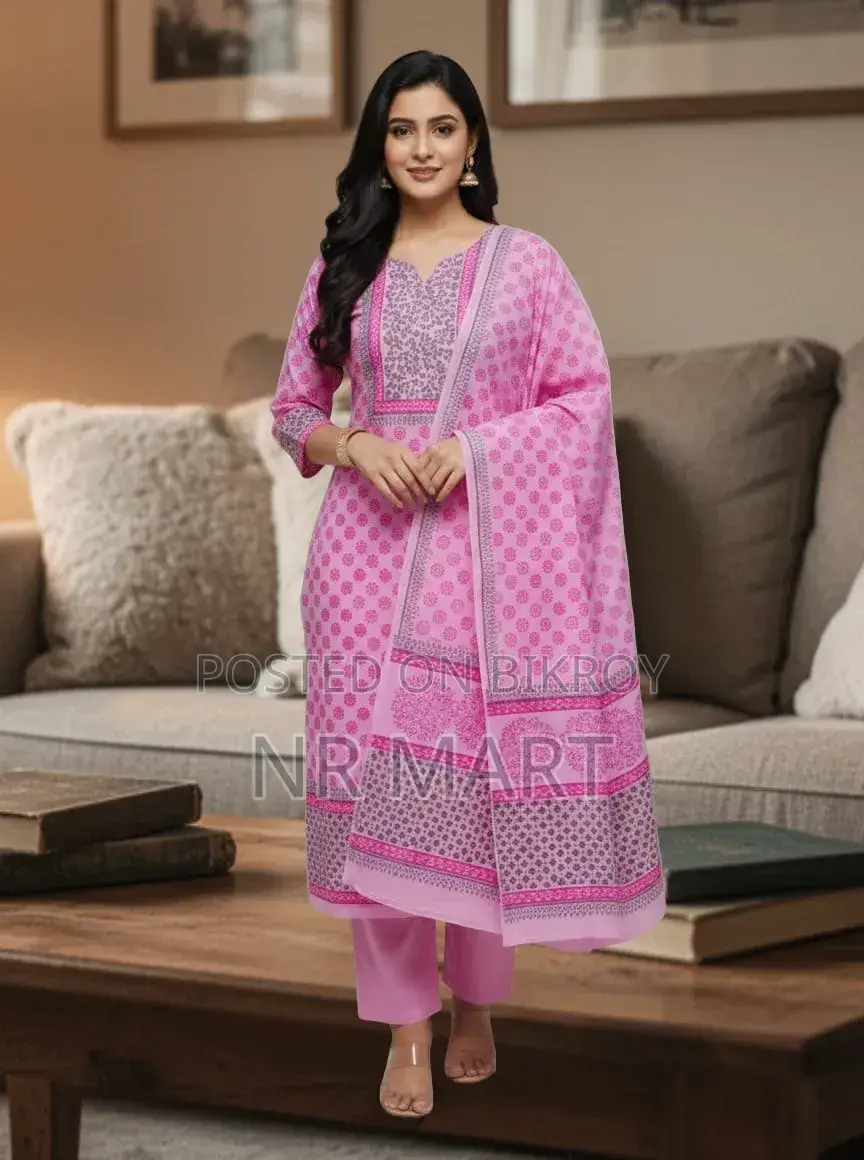 Elegant Block Print Three-Piece