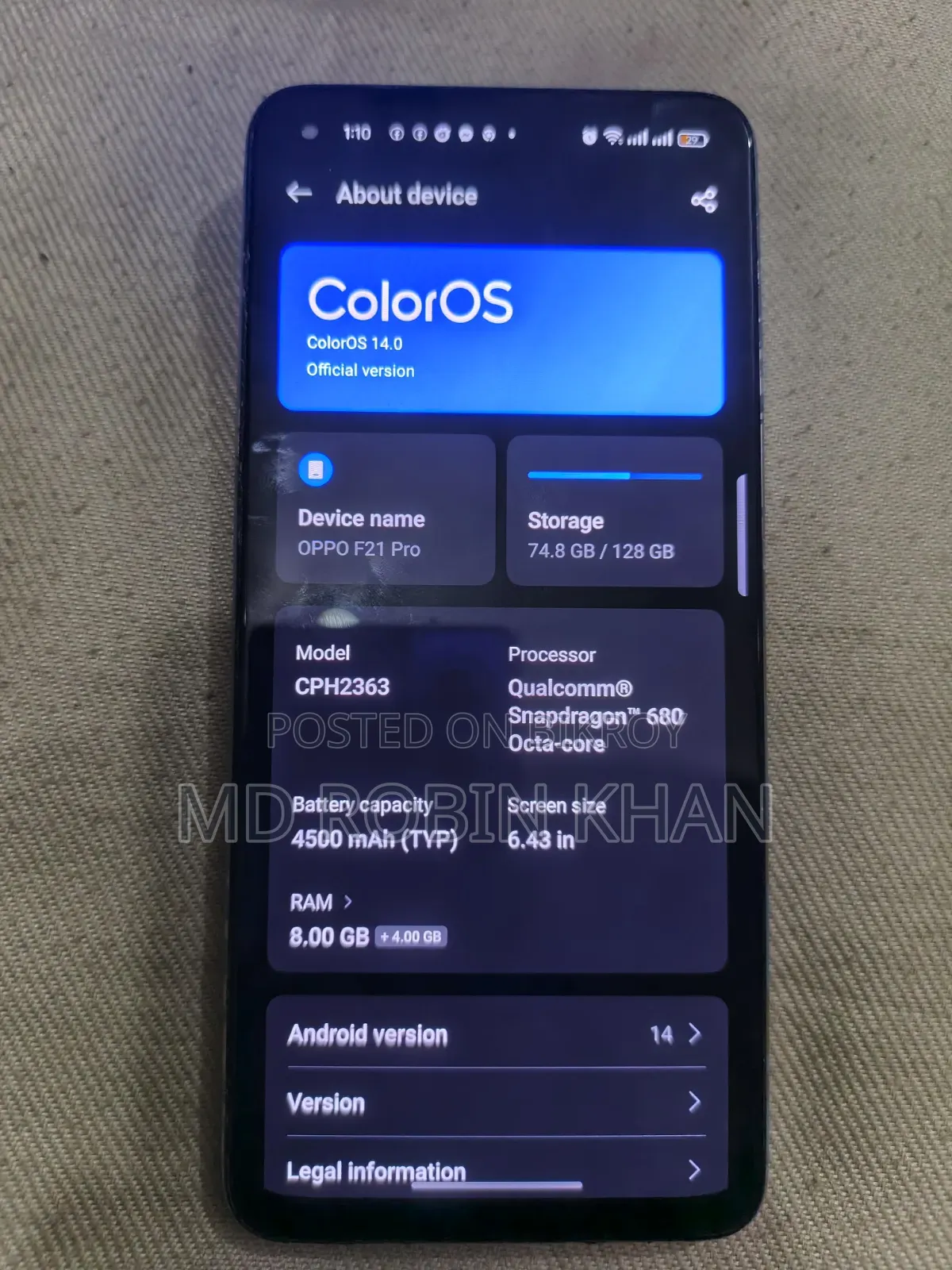 Oppo F21 Pro 128 GB Orange