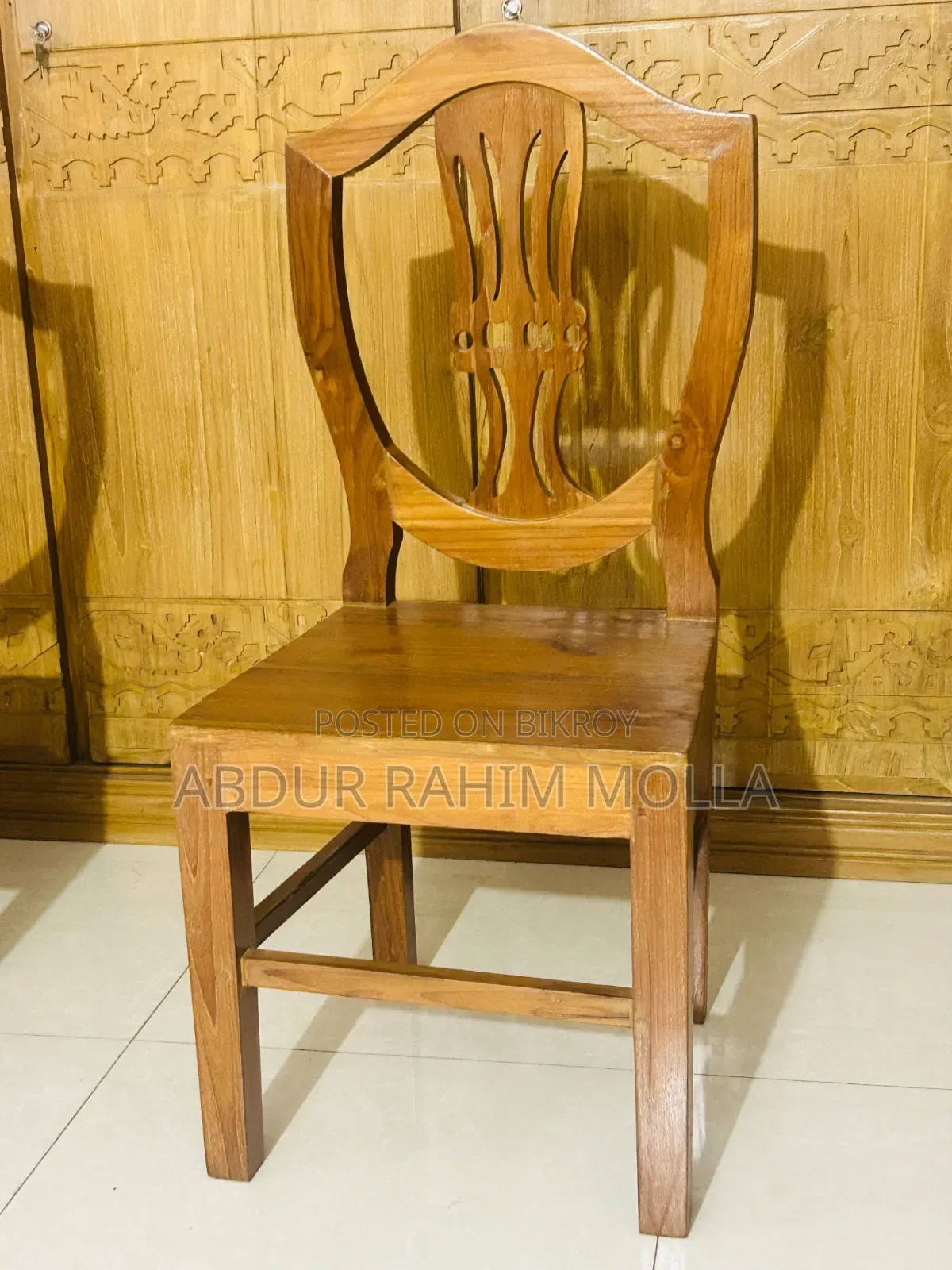 4 Burmese Teak Wood Chairs for sale.