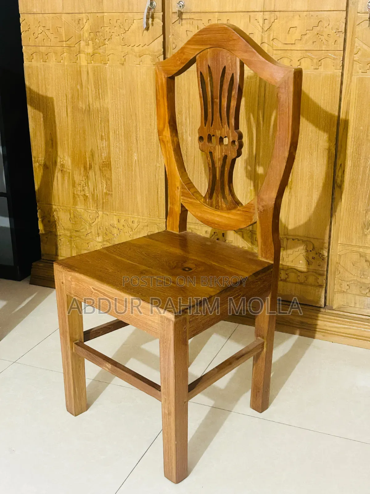 4 Burmese Teak Wood Chairs for sale.