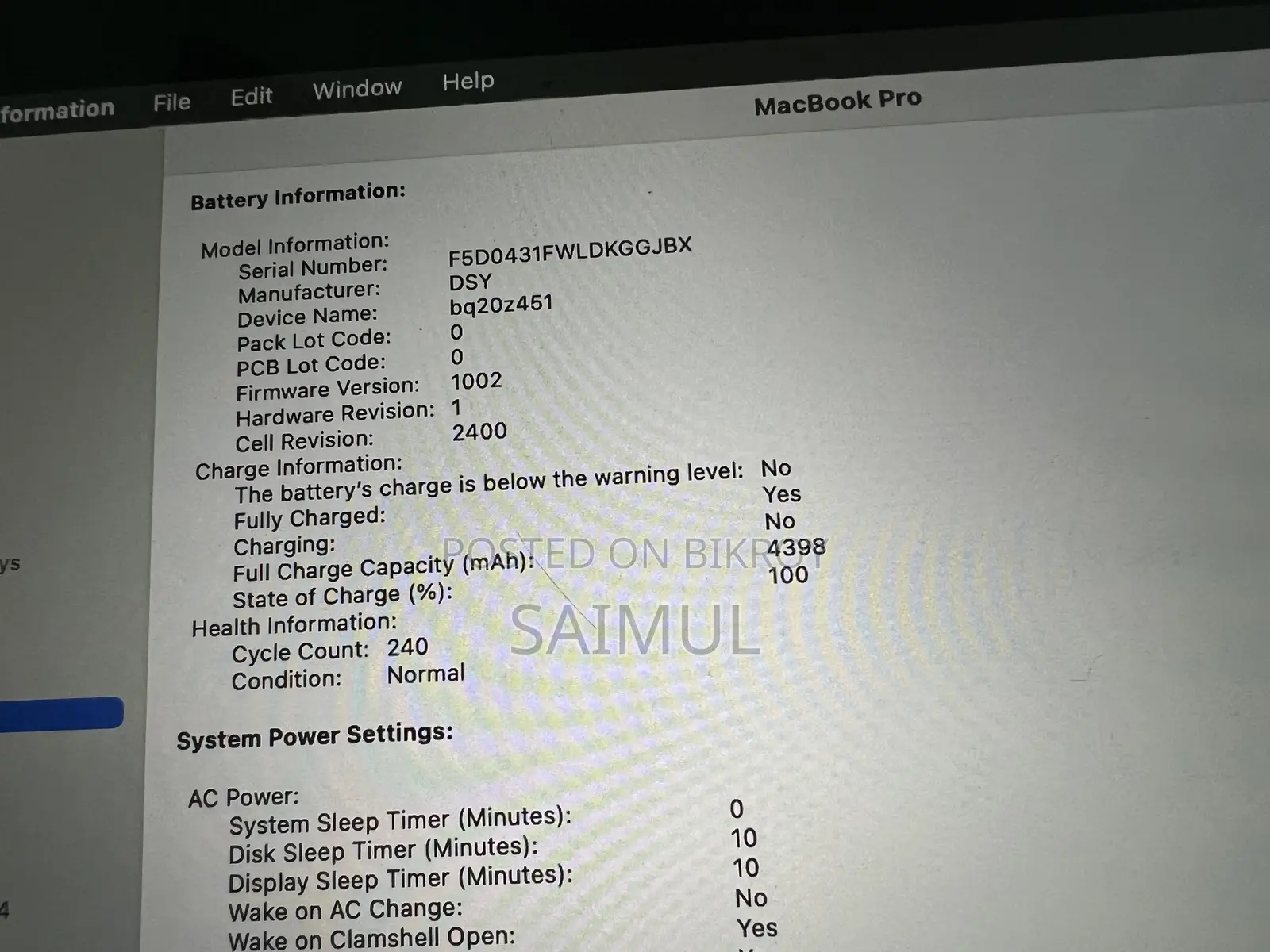 Laptop Apple MacBook Pro 2020 8GB Intel Core i5 eMMC 256GB