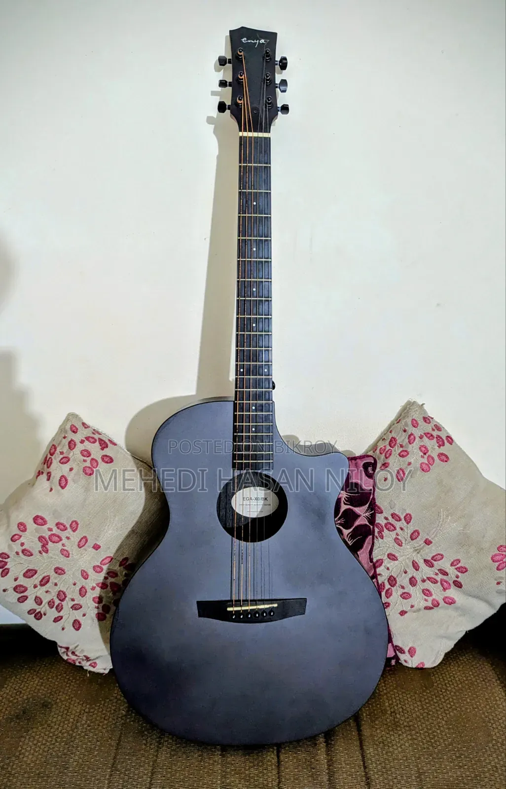 Enya Ega X0 Black Cutaway Grand Auditorium Acoustic Guitar