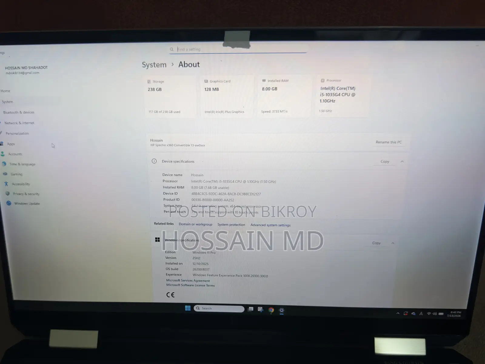 Laptop HP Spectre 13 8GB Intel Core i5 SSD 256GB