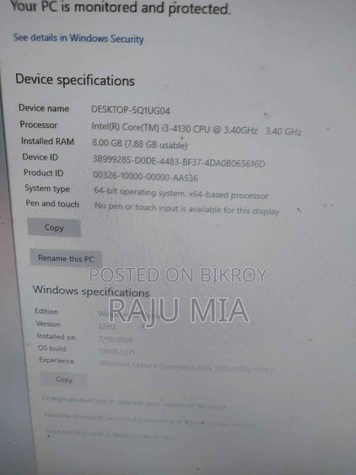 Desktop Computer 8GB Intel Core I3 SSD 256GB