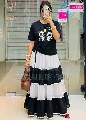 Skirt and T-shirt Set, Skirt Fabric: Indian Georgette