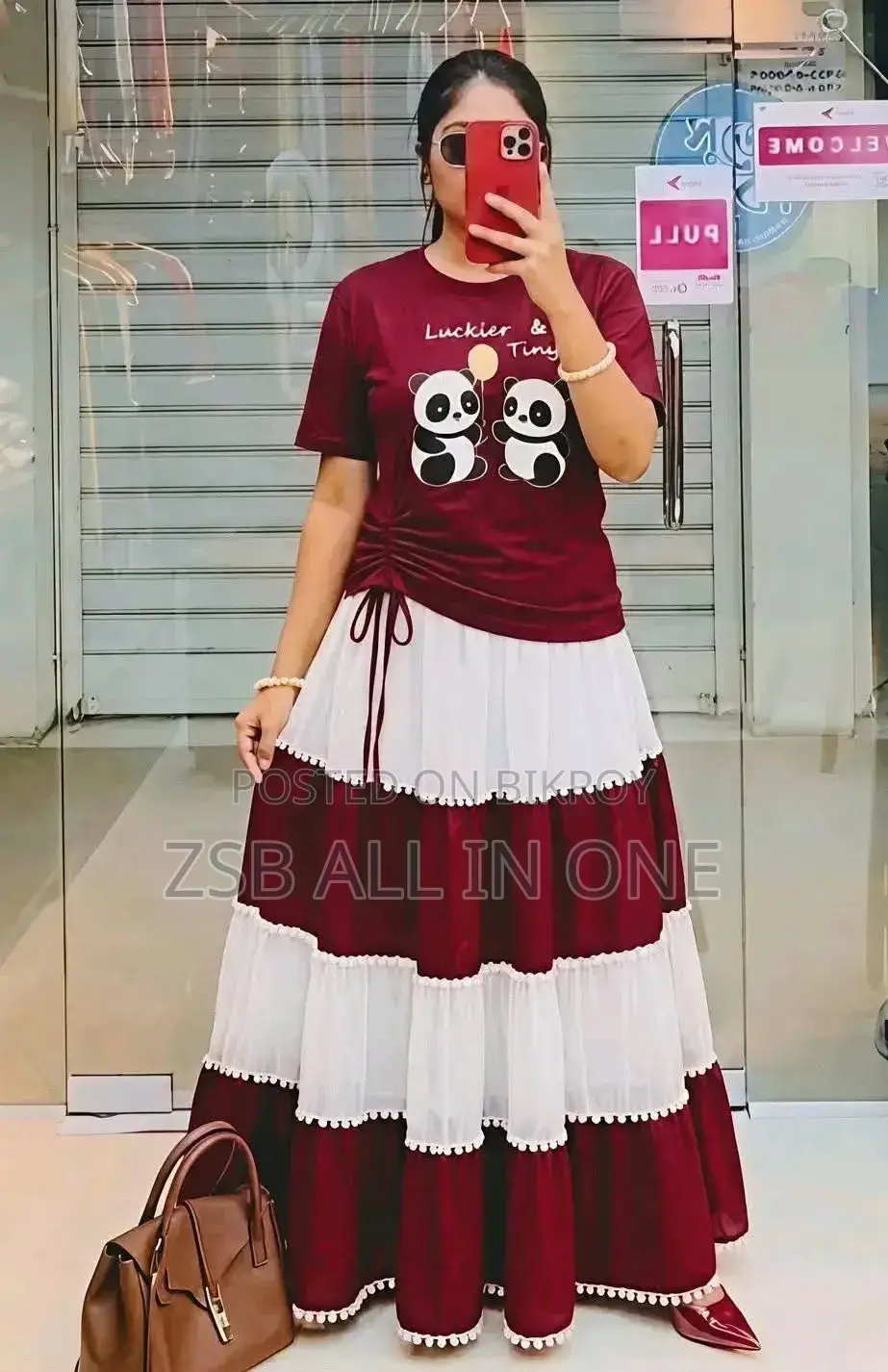 Skirt and T-shirt Set, Skirt Fabric: Indian Georgette