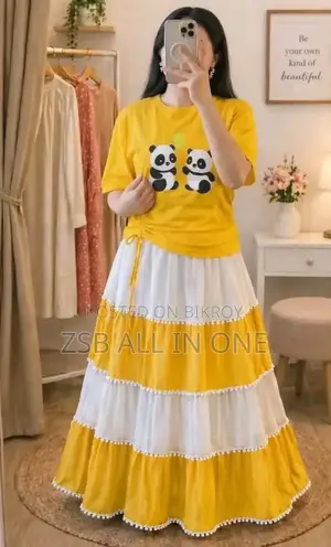 Skirt and T-shirt Set, Skirt Fabric: Indian Georgette