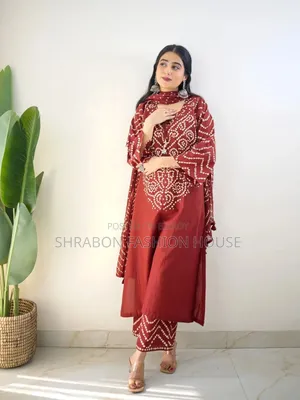 প্রিন্টের সুতি কটন থ্রি পিস