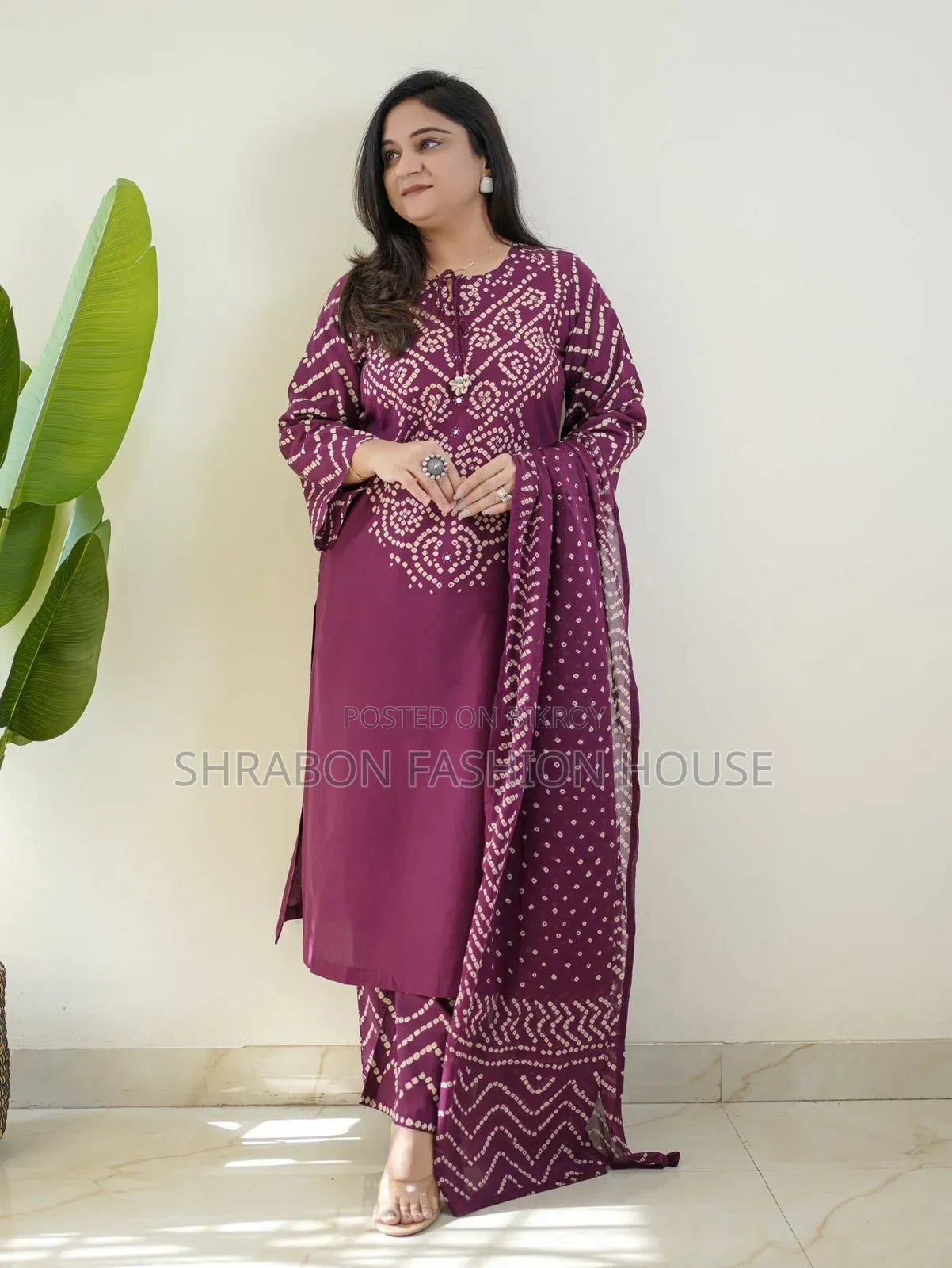 প্রিন্টের সুতি কটন থ্রি পিস