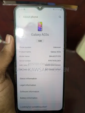 স্যামসাং গ্যালাক্সি এ০৩এস ৬৪ জিবি কালো
