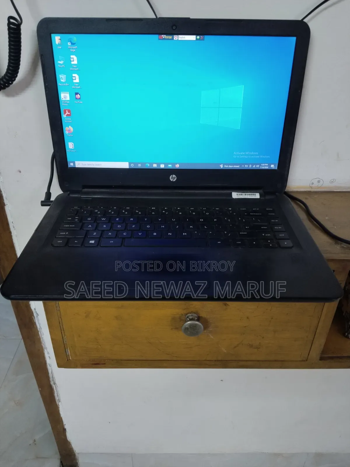Laptop HP 4GB Intel Pentium HDD+SSD 512GB