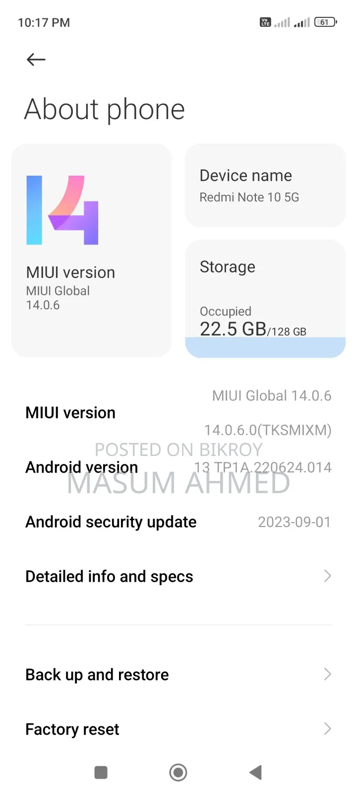 Xiaomi Redmi Note 10 5G 128 GB Black