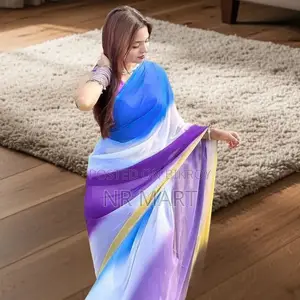 Premium Rainbow Georgette Saree