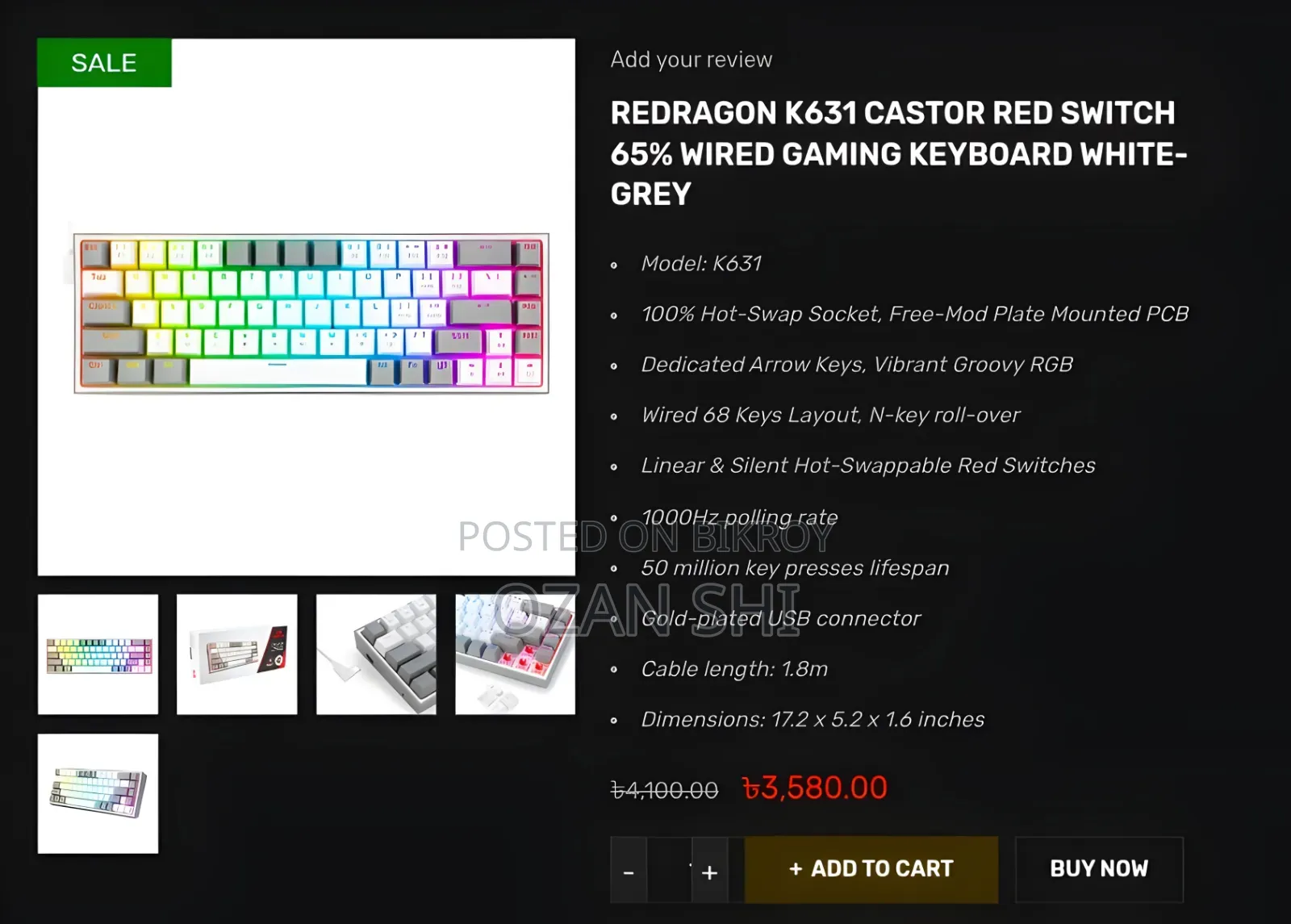 (Urgent Emergency Sell) Red Dragon 65% Rgb Mechanical Keyboard |