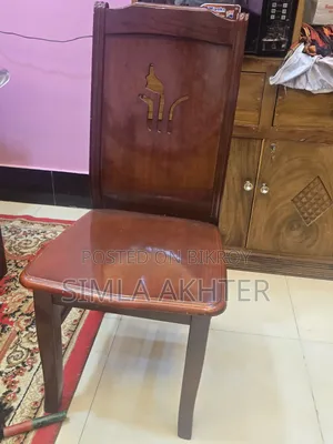 1 Malaysian glass plywood dining table with 6 chairs for sale