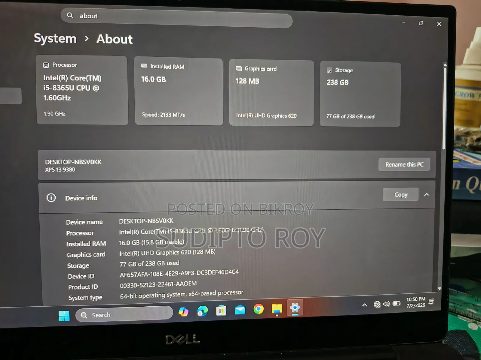 Laptop Dell XPS 17 9720 32GB Intel Core I5 HDD 16 GB