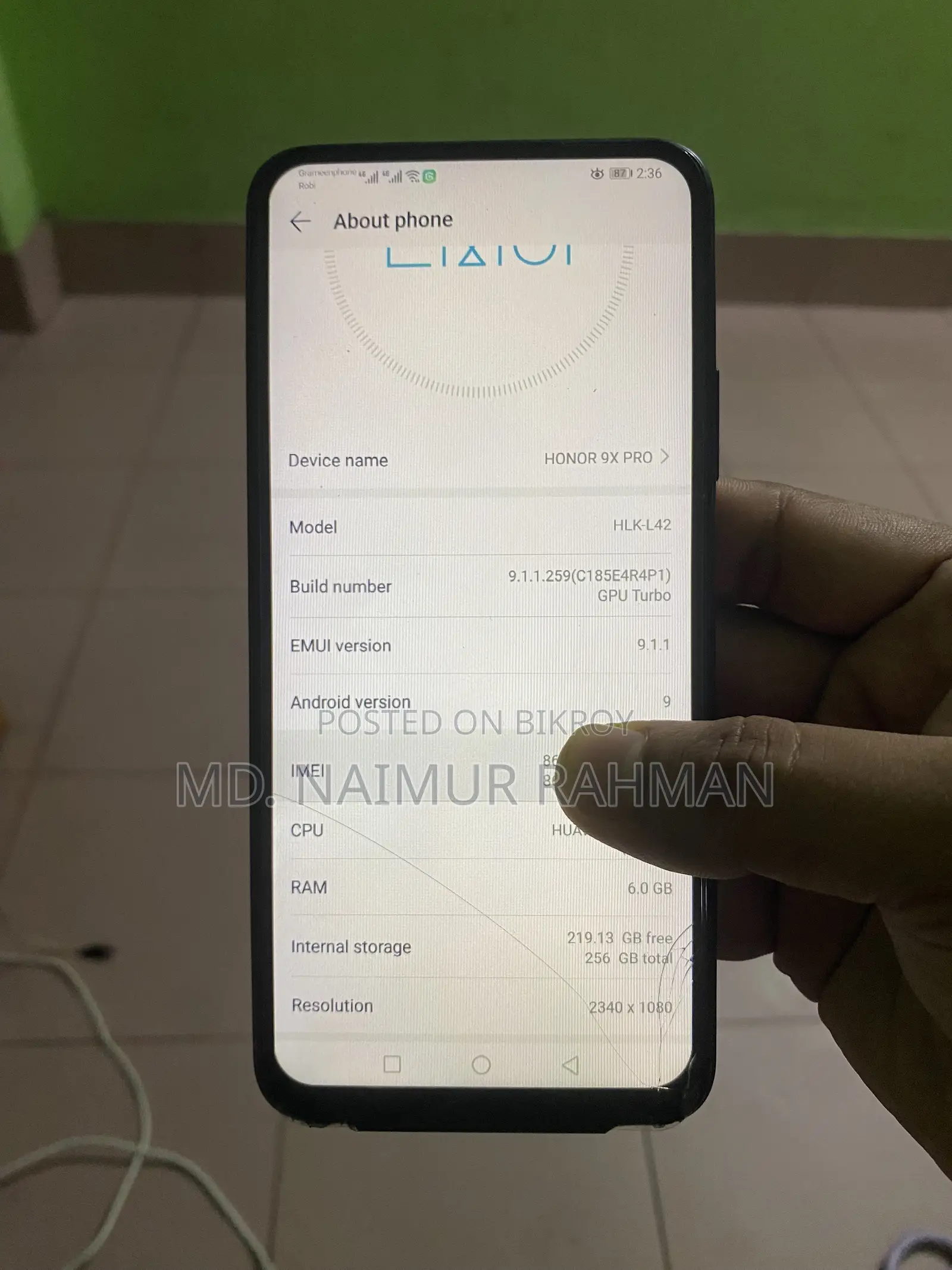 নতুন অনার ৯এক্স প্রো ২৫৬ জিবি নীল