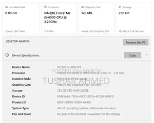 Desktop Computer 8GB Intel Core I5 SSD 256GB