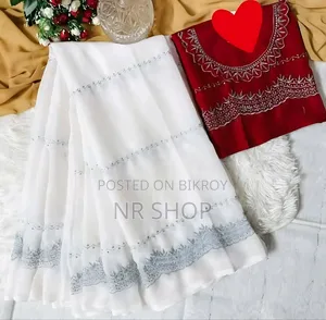 ✨ Premium Georgette Embroidery Saree