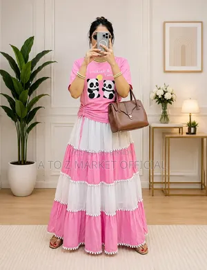 Viral Skirt and Panda T-shirt Set.