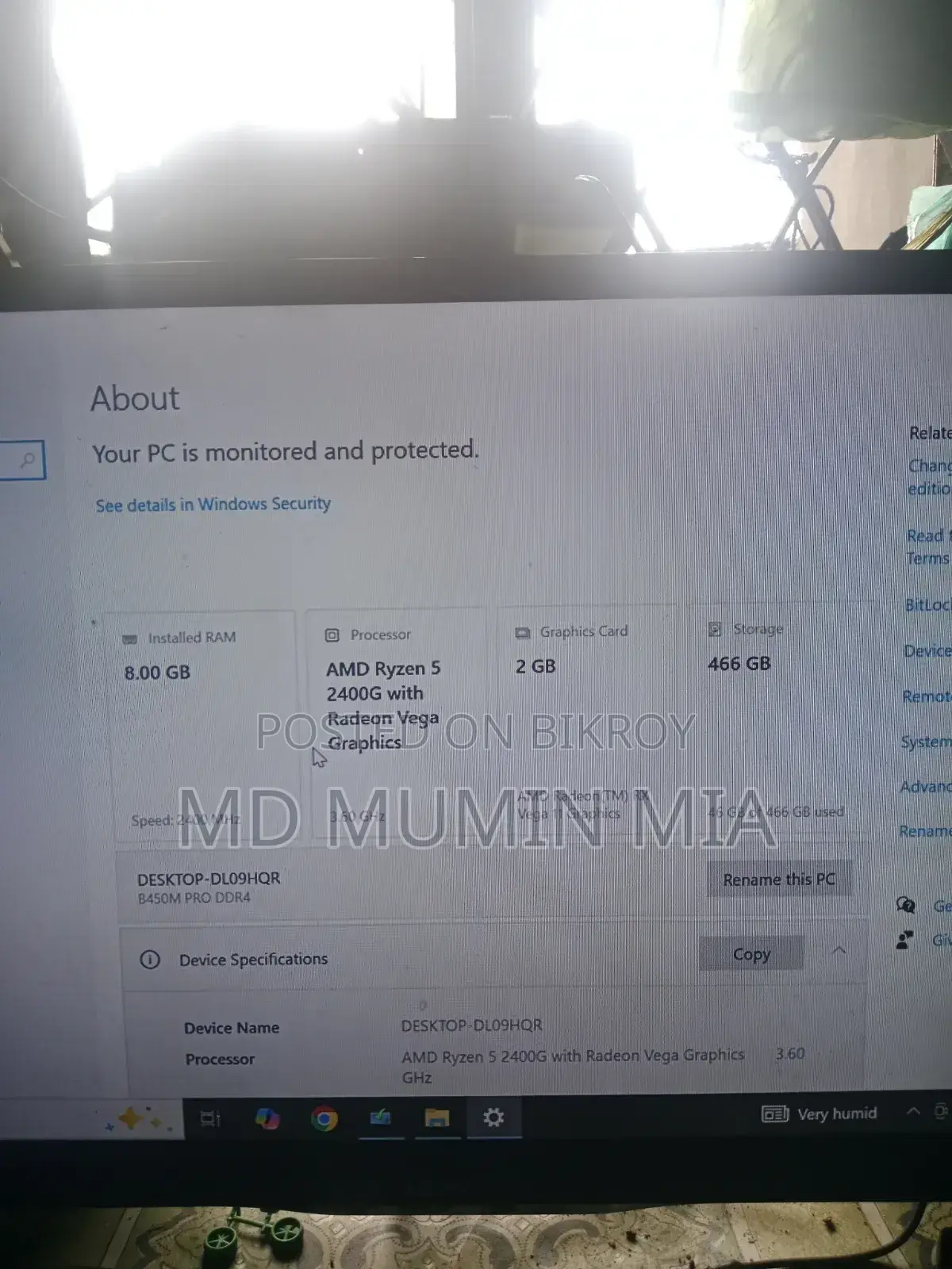 Desktop Computer 8GB AMD Ryzen 5 Hard Disk Drive 500GB