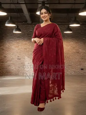 Premium Embroidery Half Silk Saree