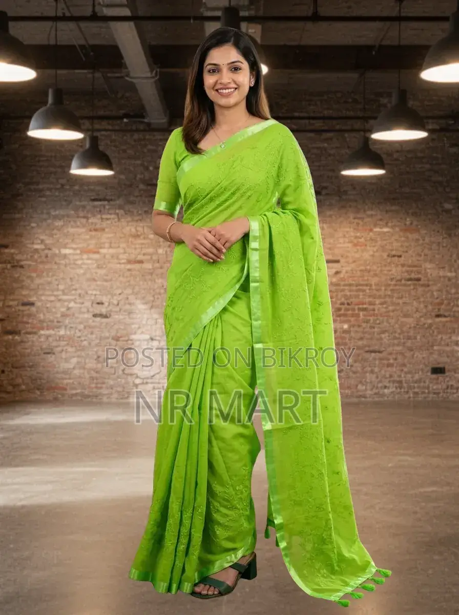 Premium Embroidery Half Silk Saree