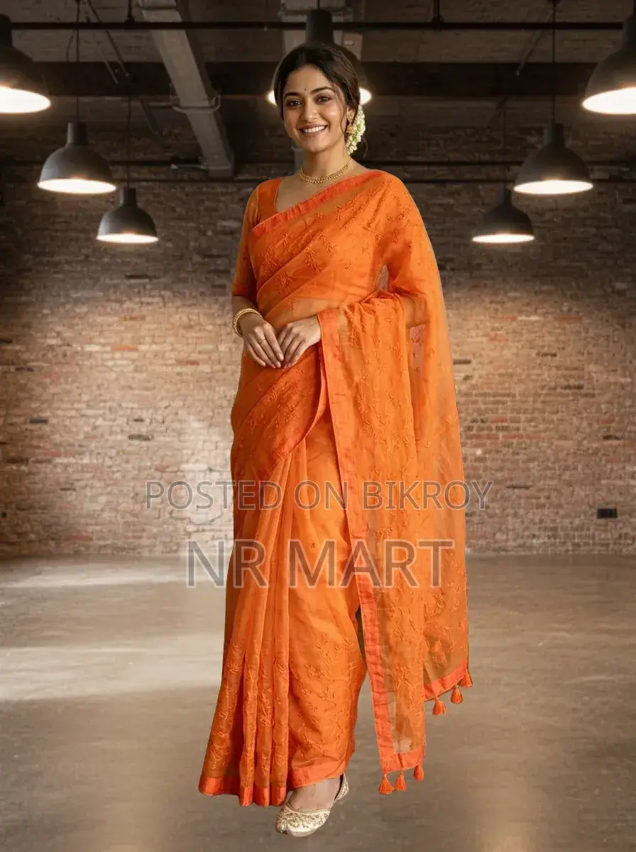 Premium Embroidery Half Silk Saree