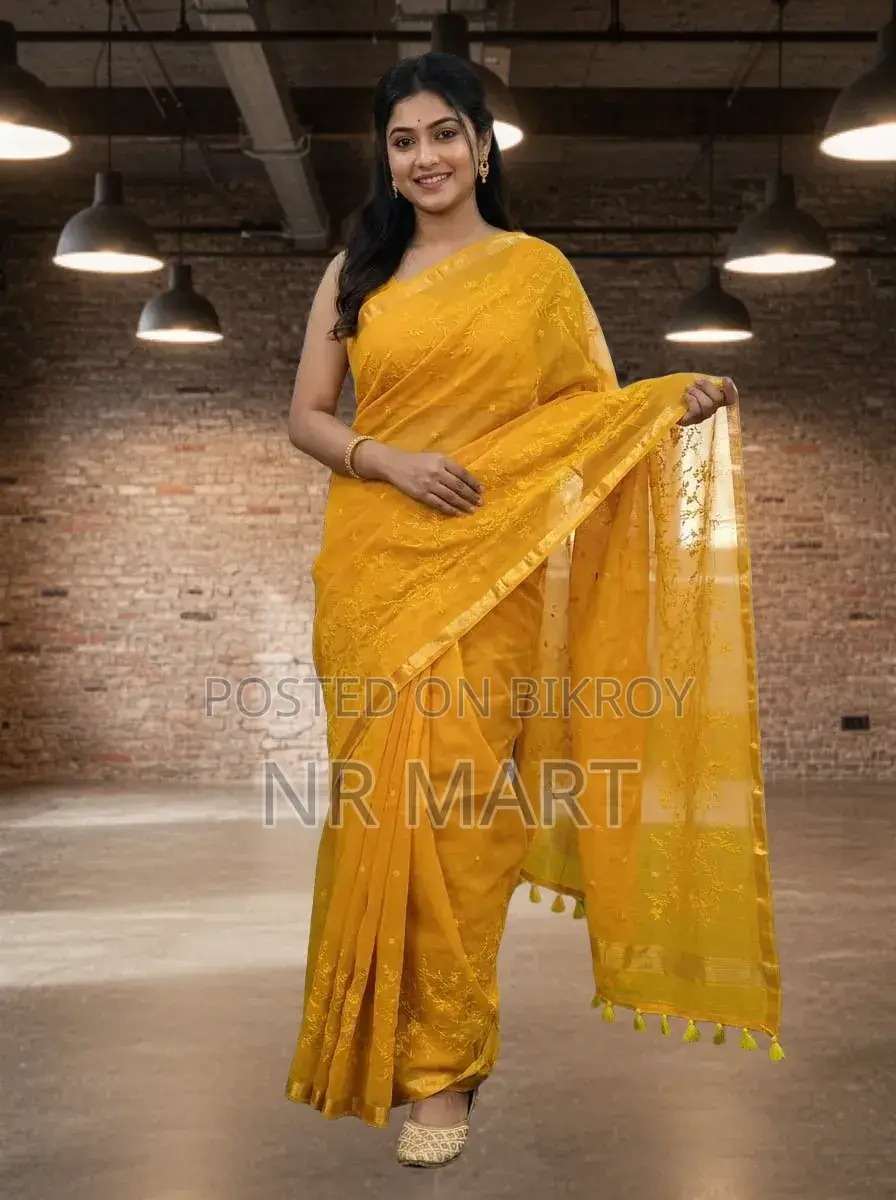 Premium Embroidery Half Silk Saree