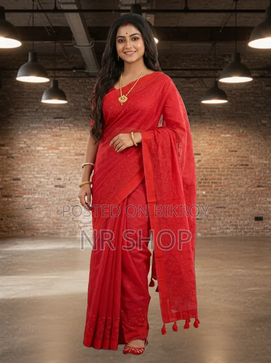 Premium Embroidery Half Silk Saree
