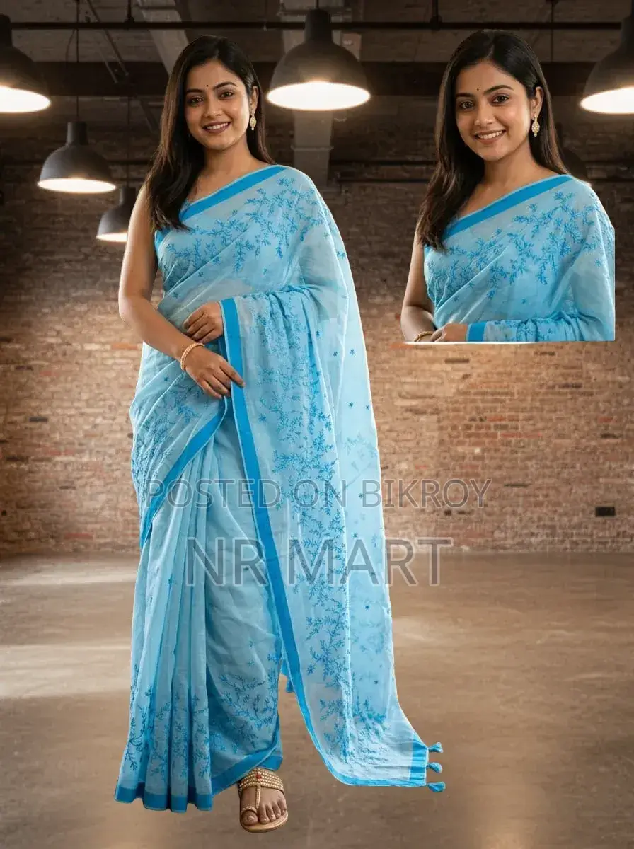 Premium Embroidery Half Silk Saree